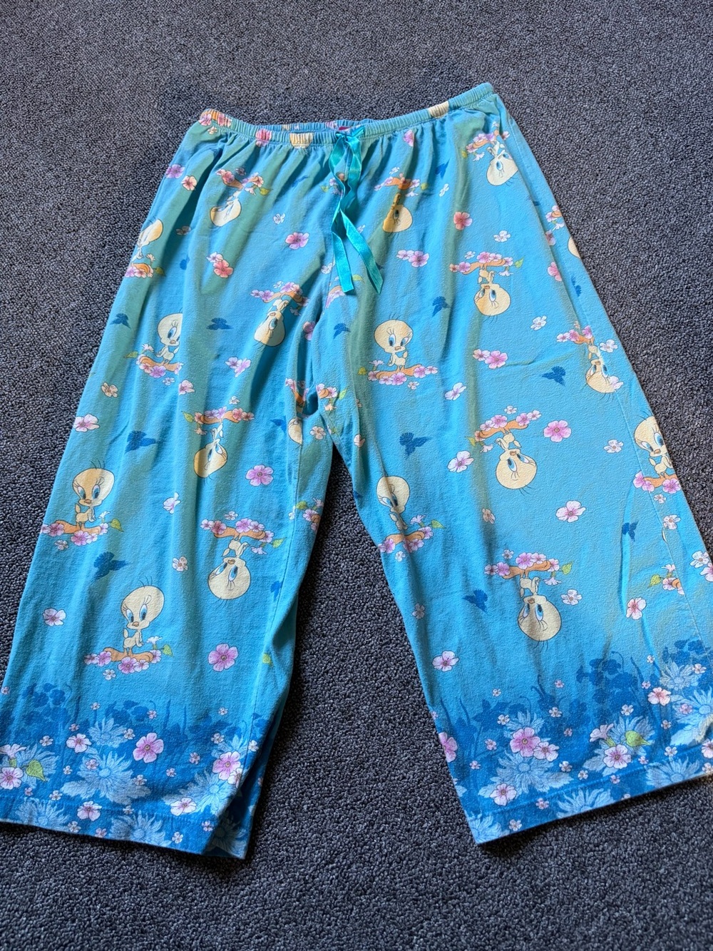 Vintage Women’s Blue Tweety Bird Pajama Pants - Soft Lounge Sleepwear MEDIUM
